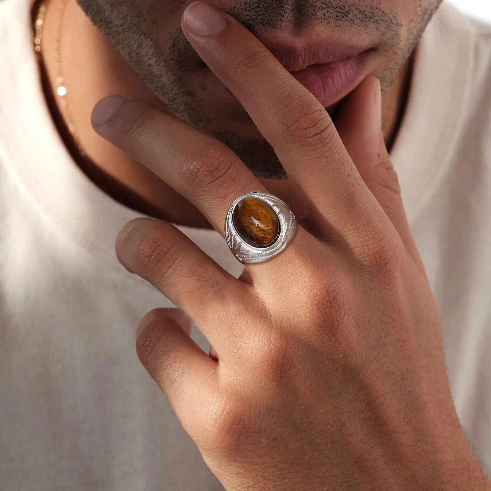 Bague Oeil de Tigre Homme