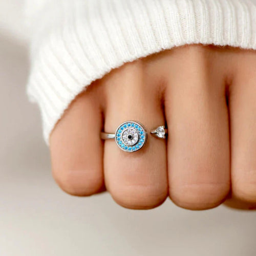 Bague oeil porte bonheur "à ma fille"