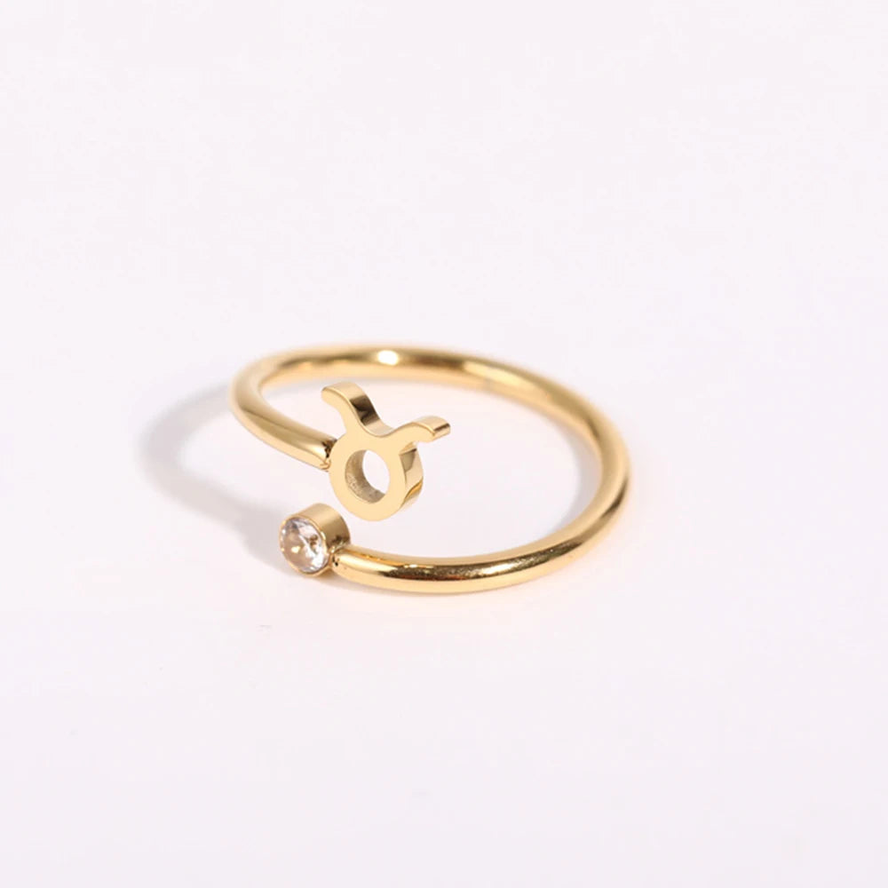 Bague Or Signe du Zodiaque 12 Constellations taureau