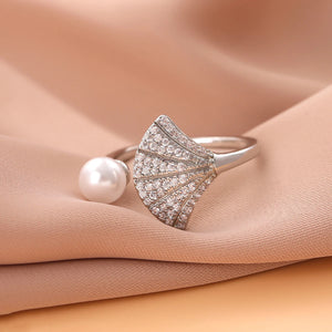 Bague Coquille Saint-Jacques et Perle Coquillage