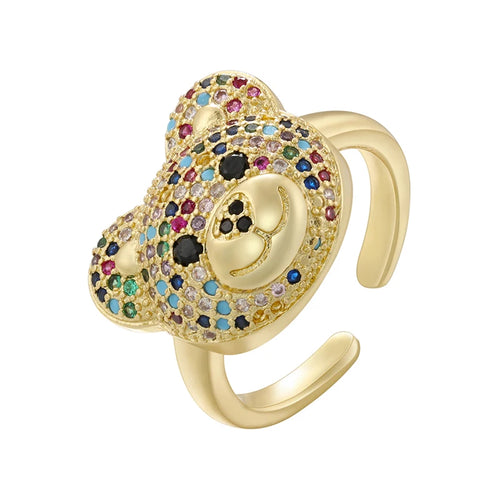 Ring Beer Steen Goud En Multicolor