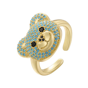 Bague Ours Pierre Or Et Bleu