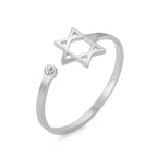Open ring met de symbolische Joodse <span data-glossary-id="star-of-david">Davidster</span> in zilver