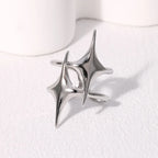 Open ring met dubbele sterren zilver