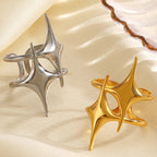 Open ring met dubbele sterren zilver