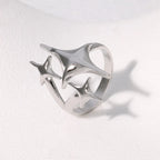 Open ring met dubbele sterren zilver