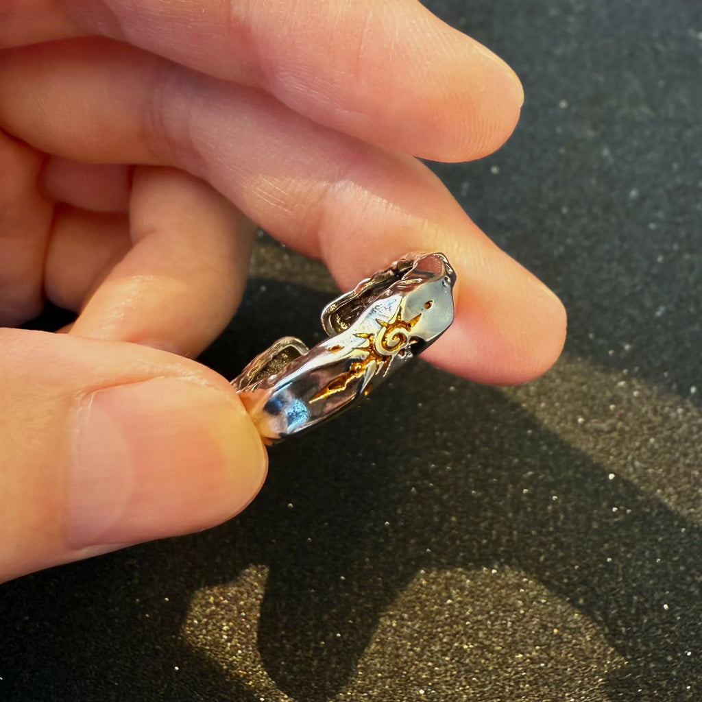 Bague ouverte homme motif étoile solaire