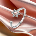 Open ring voor dames met de <span data-glossary-id="etoile-de-david">Davidster</span> joods symbool zilver