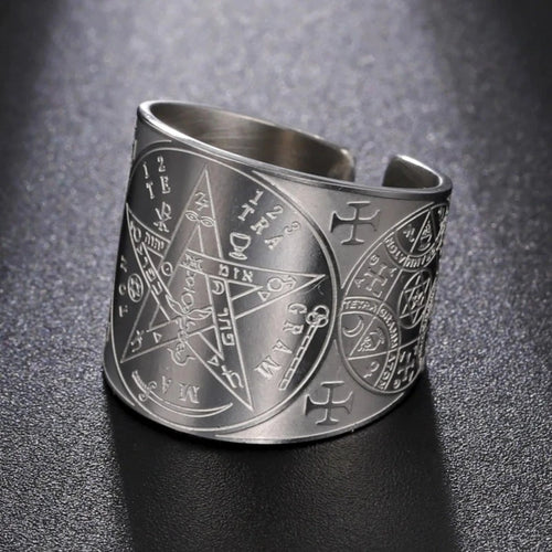 Pentagram Tetragram Ring Witchcraft Hekserij