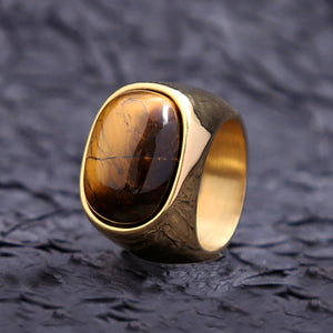 Bague Pierre Oeil de Tigre Homme Femme or