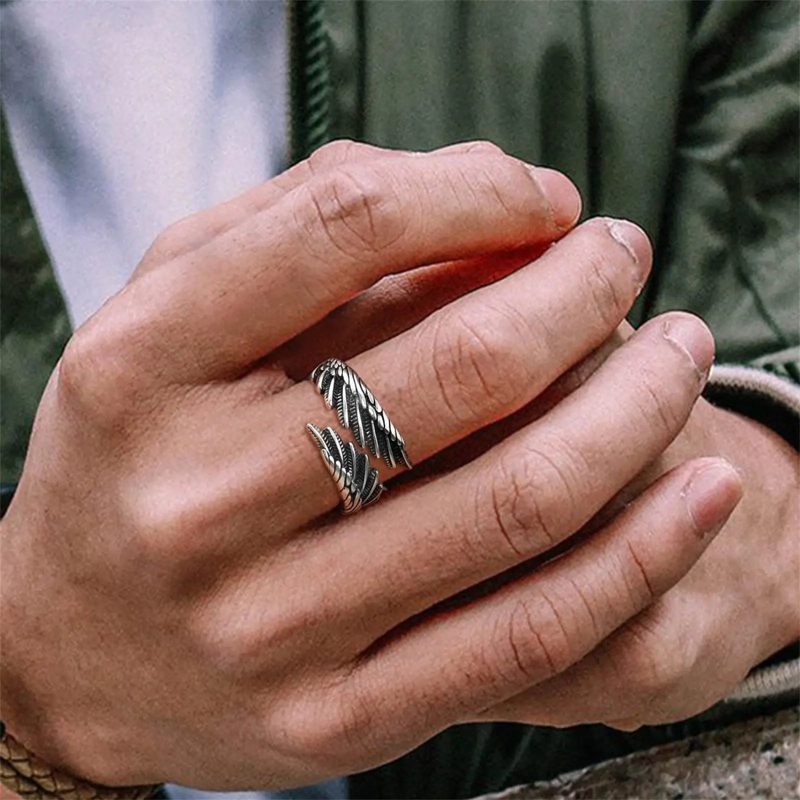 Zilverkleurige veerring voor heren