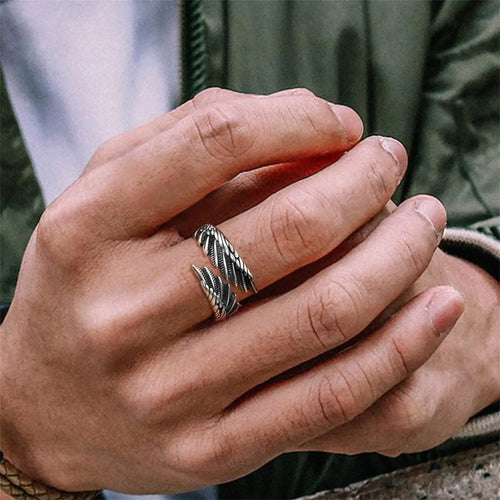 Zilverkleurige veerring voor heren