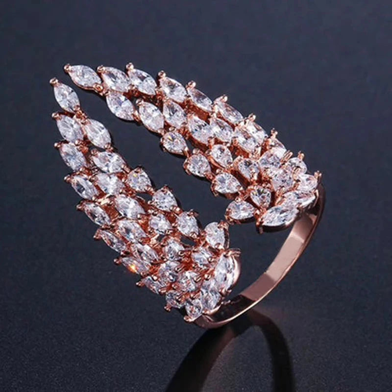 Bague Plume en Zircon or rose