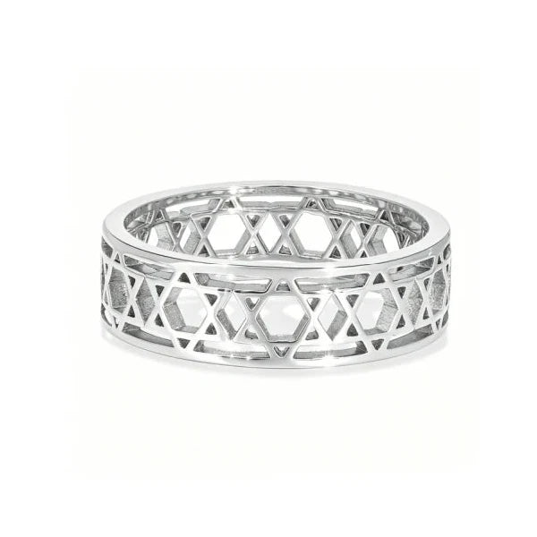 Damesring met symbolische joodse <span data-glossary-id="stars-of-david">Davidsterren</span> zilver