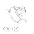 Holle damesring met de <span data-glossary-id="Etoile de David">Davidster</span> joods symbool in zilver