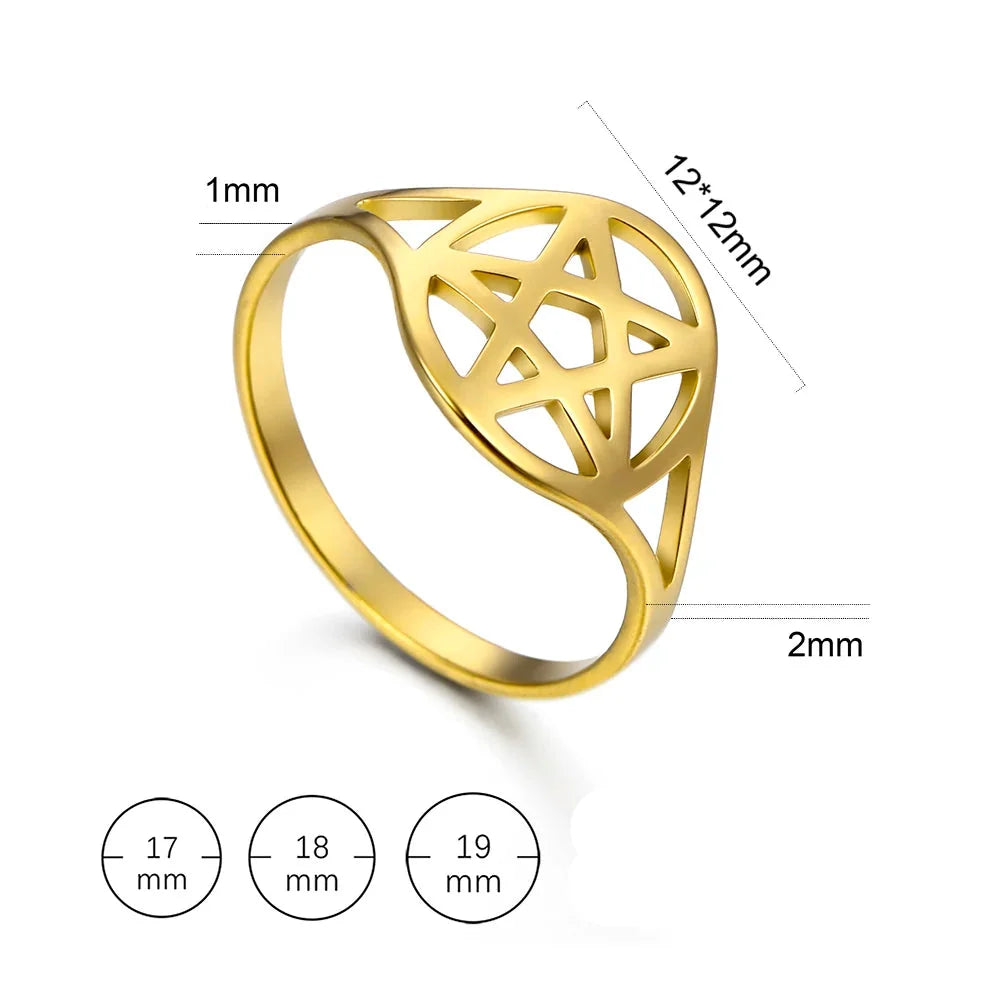 Holle damesring met de <span data-glossary-id="Etoile de David">Davidster</span> joods symbool in goud