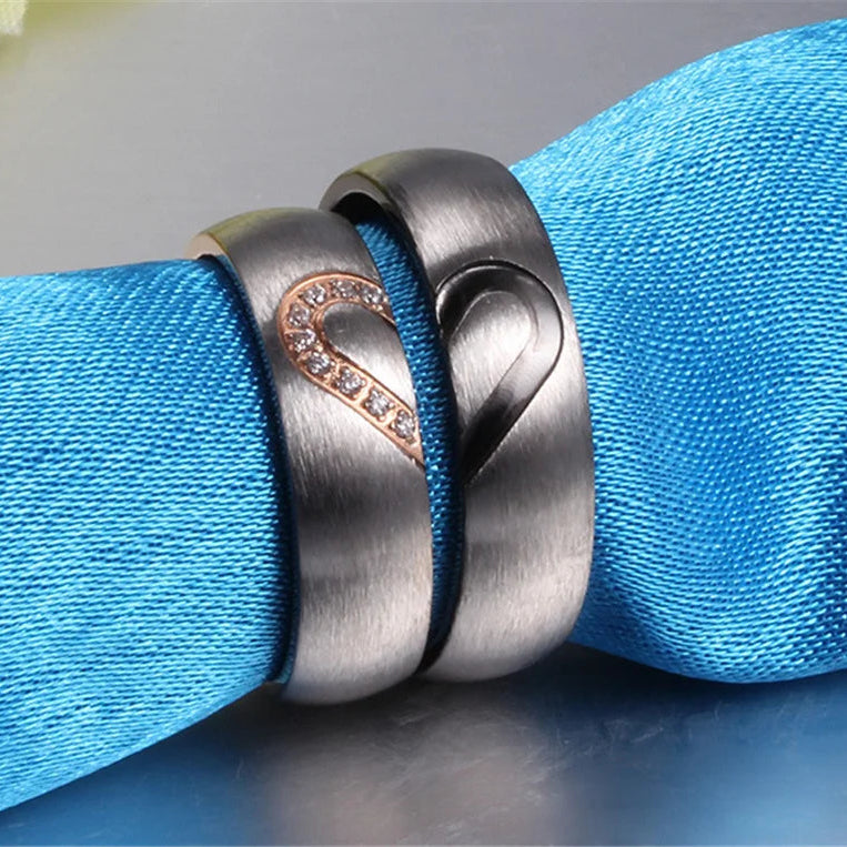 Bague Preuve d'Amour "I Love You" avec Coeur Noir ou Cristal noir