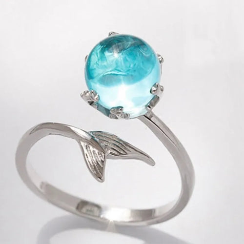 Blauwe Zeemeerminnenstaart Ring voor dames
