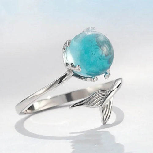 Blauwe Zeemeerminnenstaart Ring voor dames