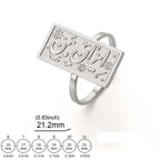 Rechthoekige ring met Arabische kalligrafie - motief Iman (Geloof) zilver