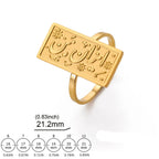 Rechthoekige ring met Arabische kalligrafie - motief Iman (Geloof) goud