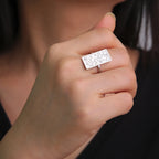 Rechthoekige ring met Arabische kalligrafie - motief Iman (Geloof) zilver