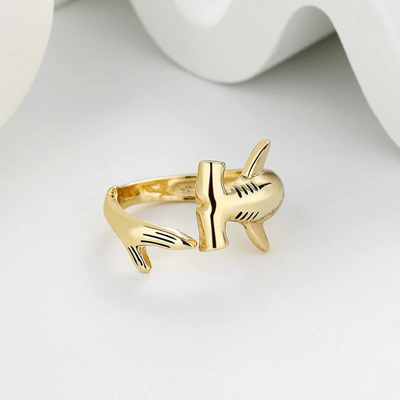 Bague Requin Marteau or