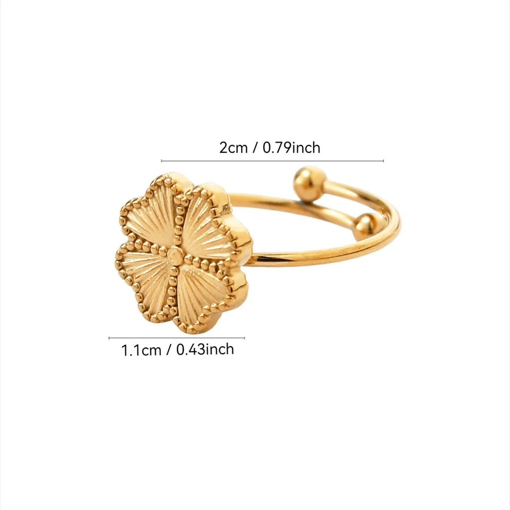 Bague Rétro avec Trèfle à 4 Feuilles