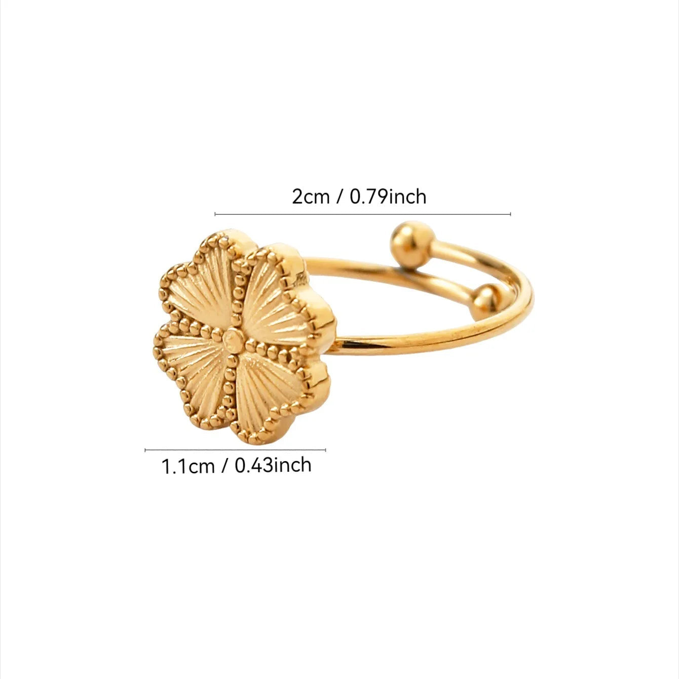 Bague Rétro avec Trèfle à 4 Feuilles