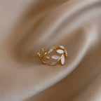 Bague Rétro Feuille de Laurier en Zircon