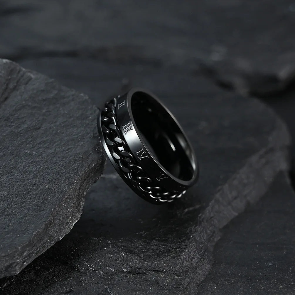 Bague Rotative Anti-Stress pour Homme noir
