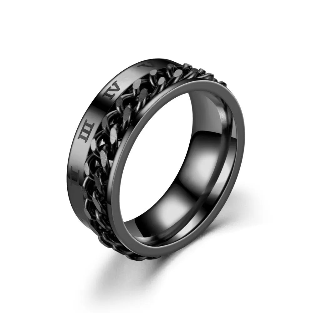 Bague Rotative Anti-Stress pour Homme noir