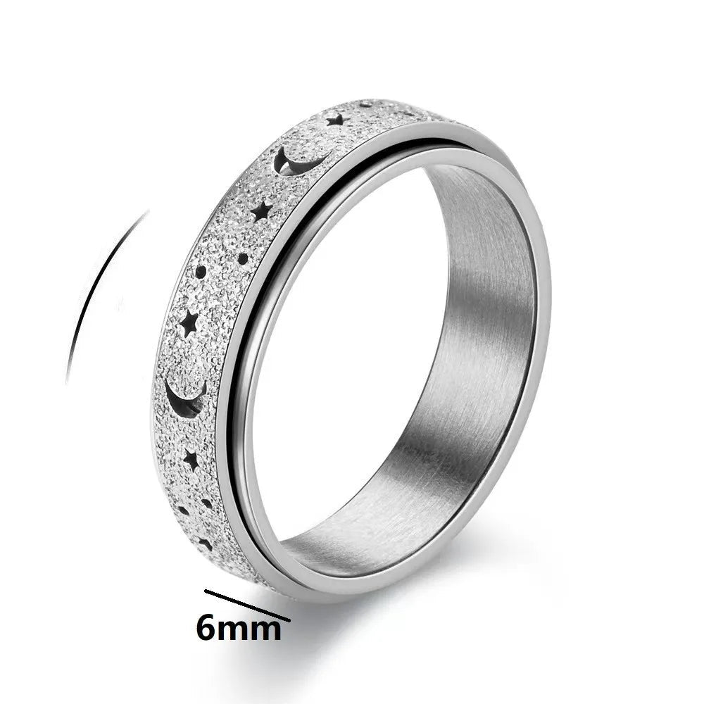 Bague Rotative avec Croissants de Lune pour Homme argent