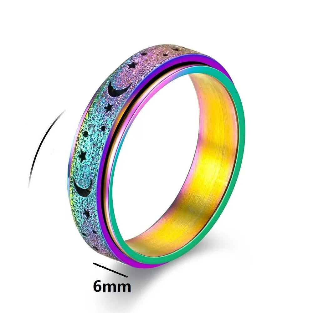 Bague Rotative avec Croissants de Lune pour Homme bleu