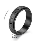 Bague Rotative avec Croissants de Lune pour Homme noir