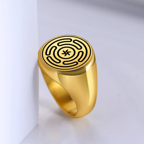 Bague Roue d'Hécate Strophalos Sorcellerie Wiccan or