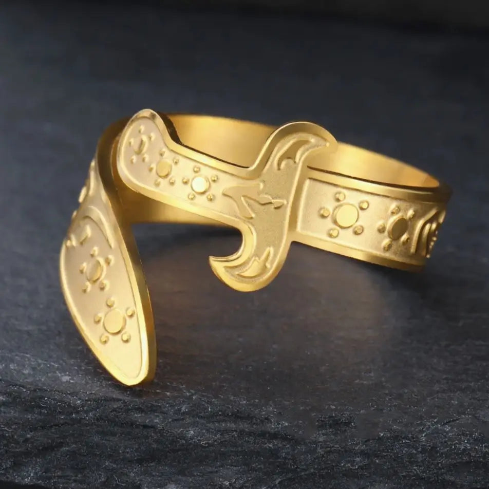 Ring met Ali Zulfiqar zwaard Arabisch symbool goud