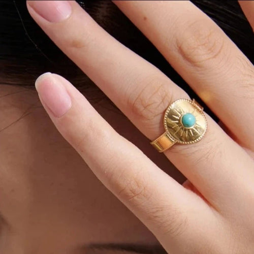 Zonne Ring Met Blauwe Steen