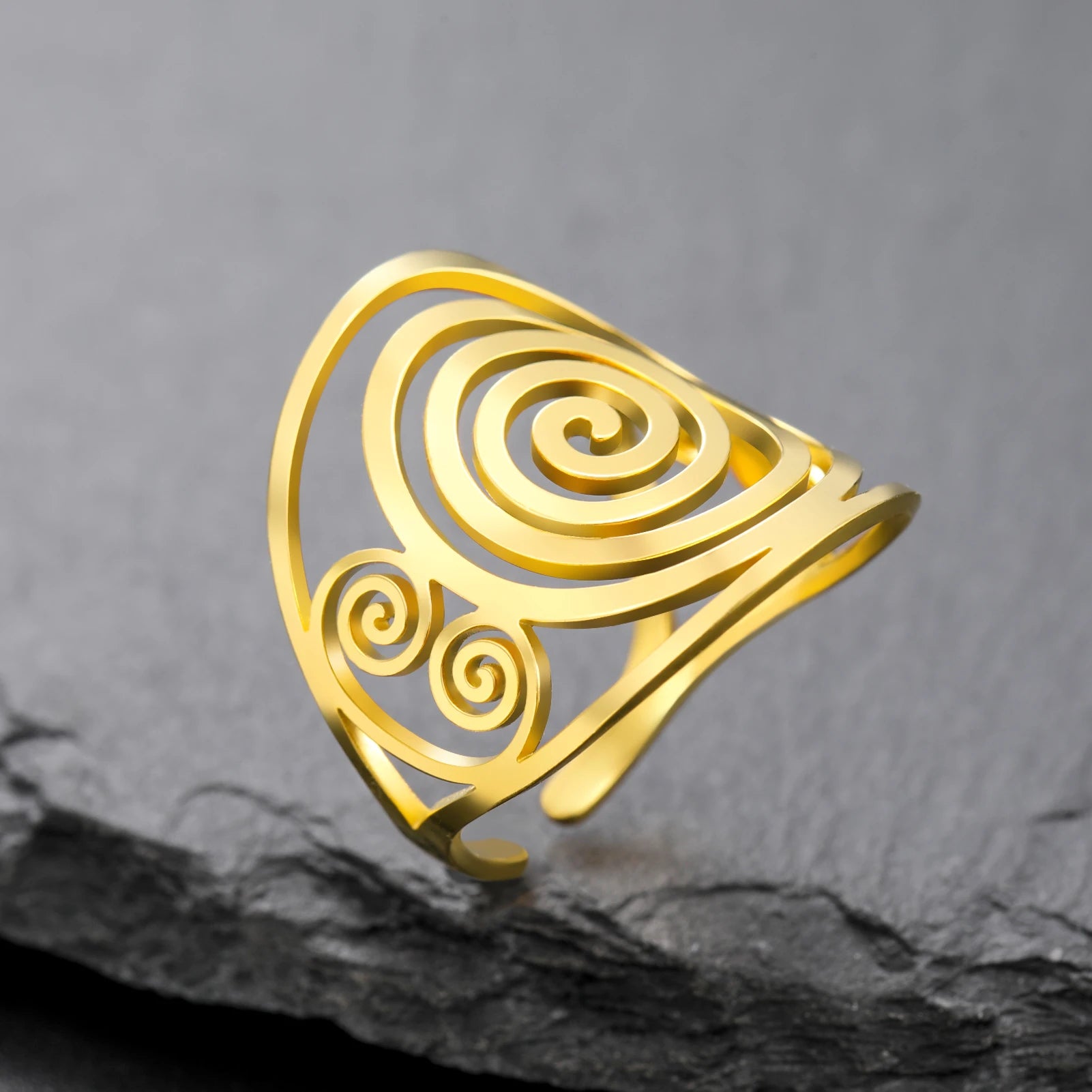 Brede spiraalring voor dames goud