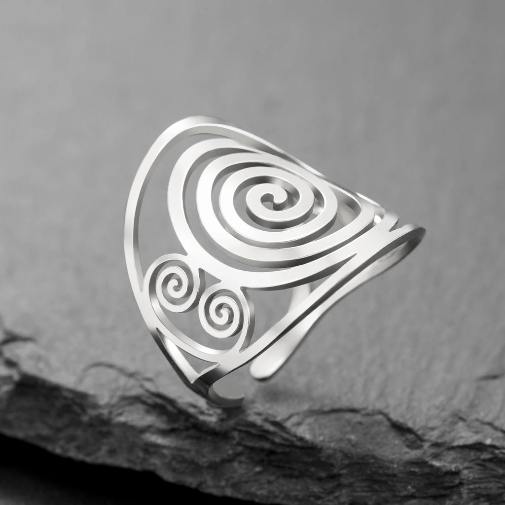 Brede spiraalring voor dames zilver