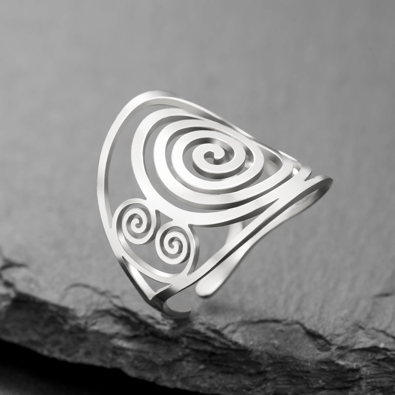 Brede spiraalring voor dames zilver