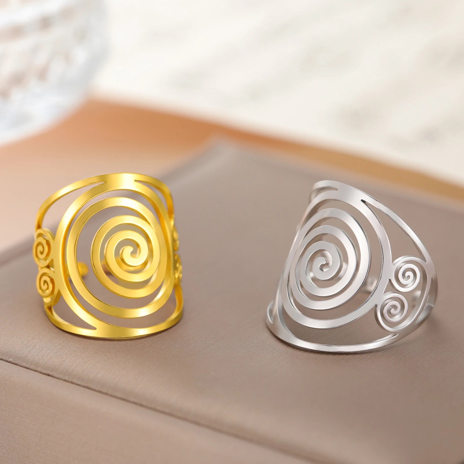 Brede spiraalring voor dames zilver