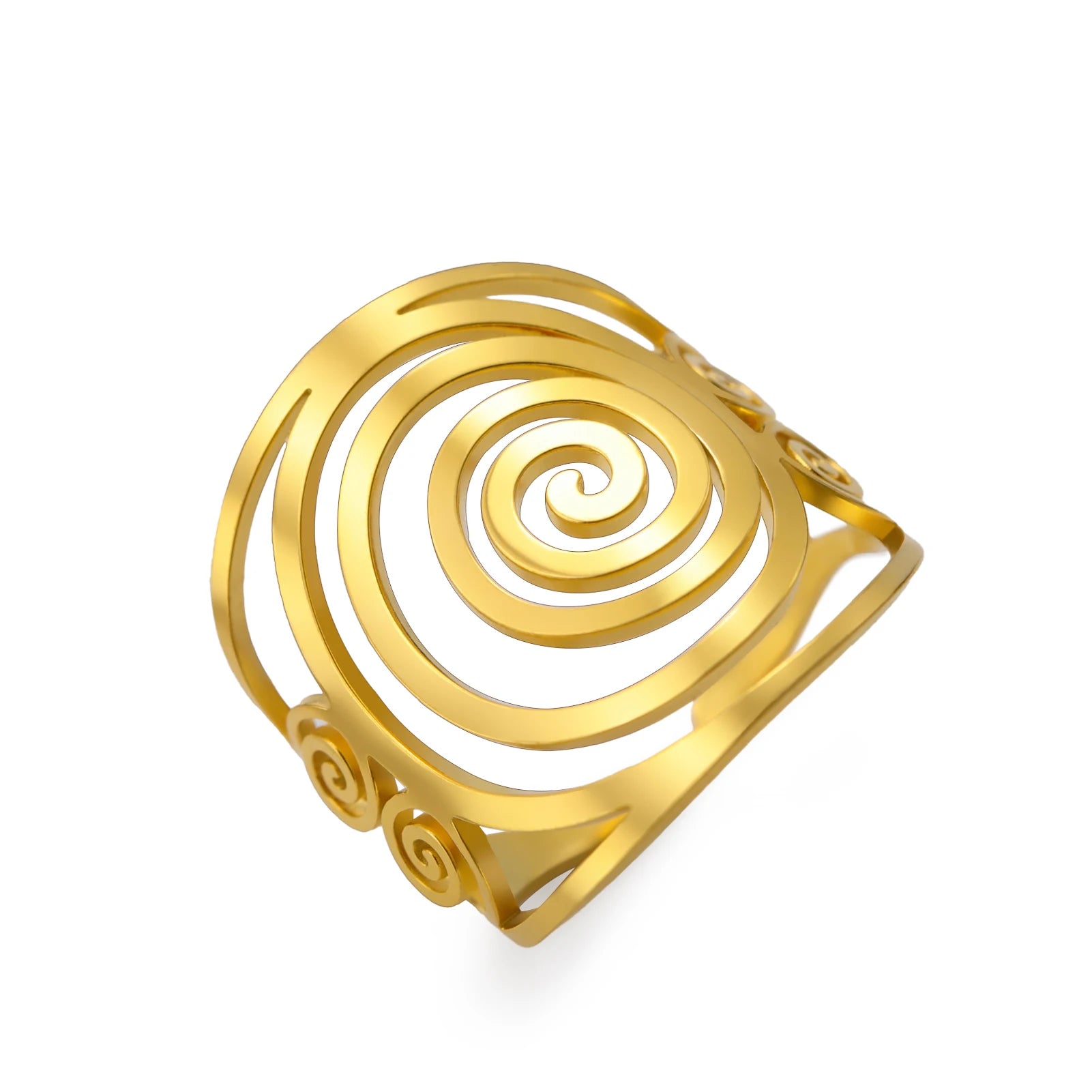 Brede spiraalring voor dames goud