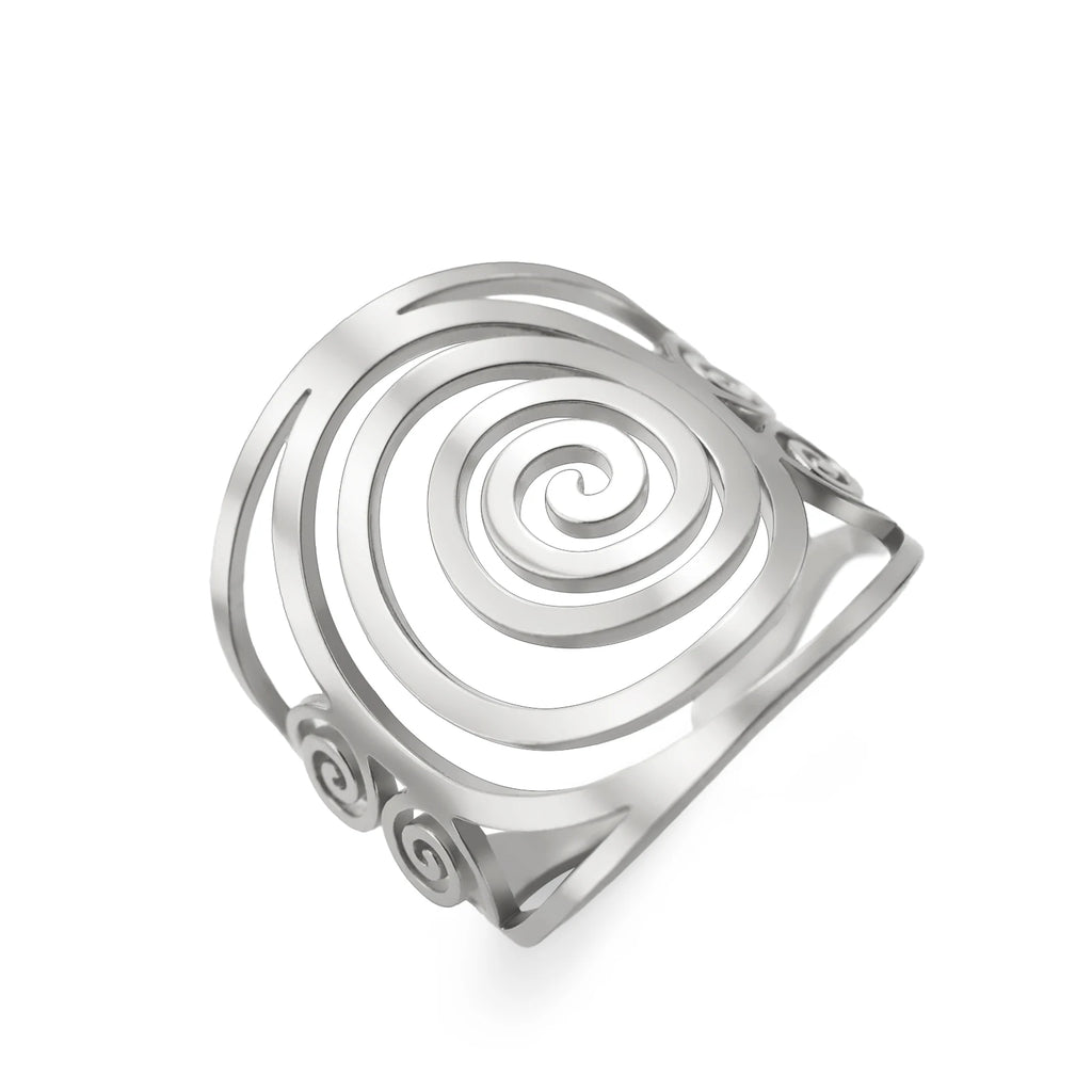 Brede spiraalring voor dames zilver