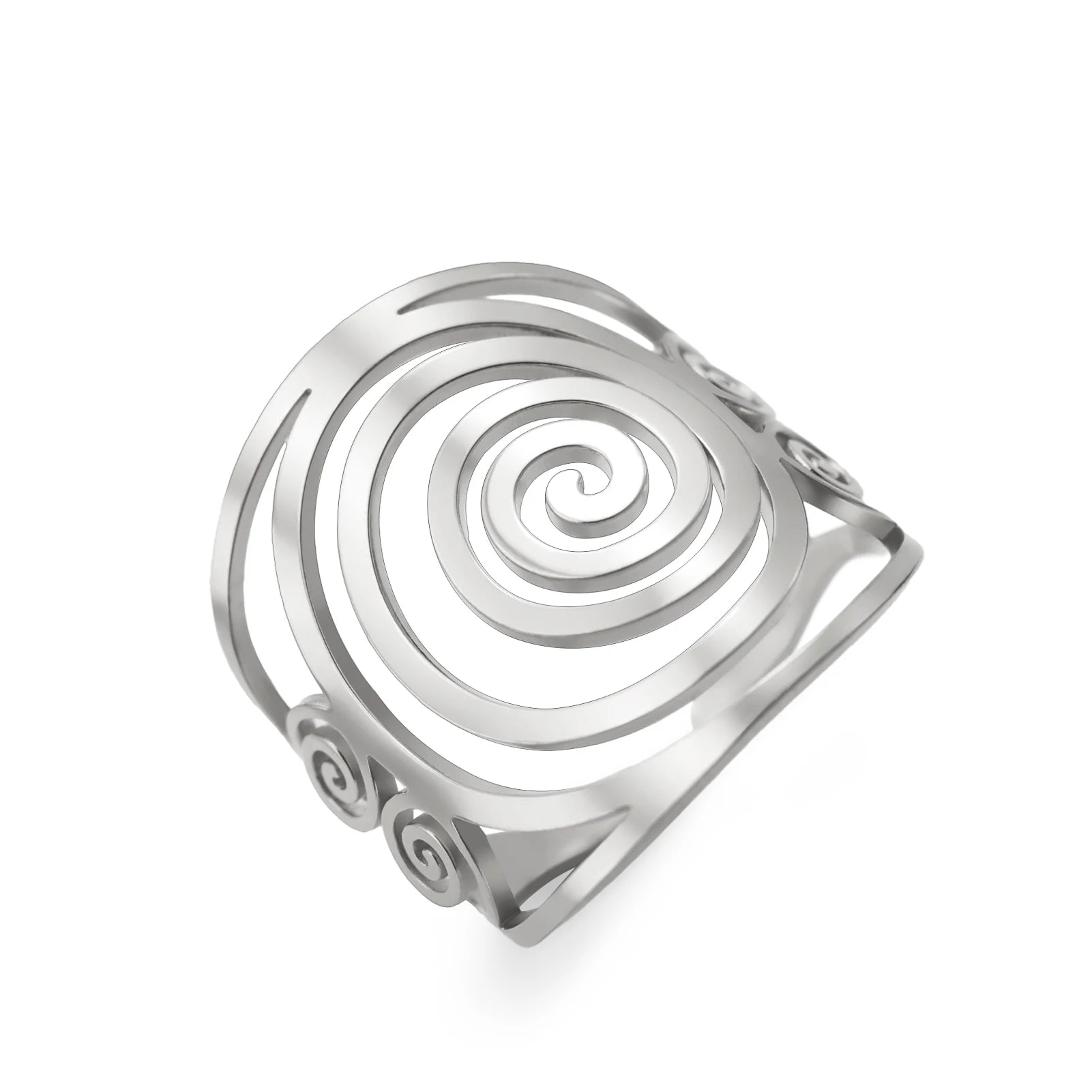 Brede spiraalring voor dames zilver