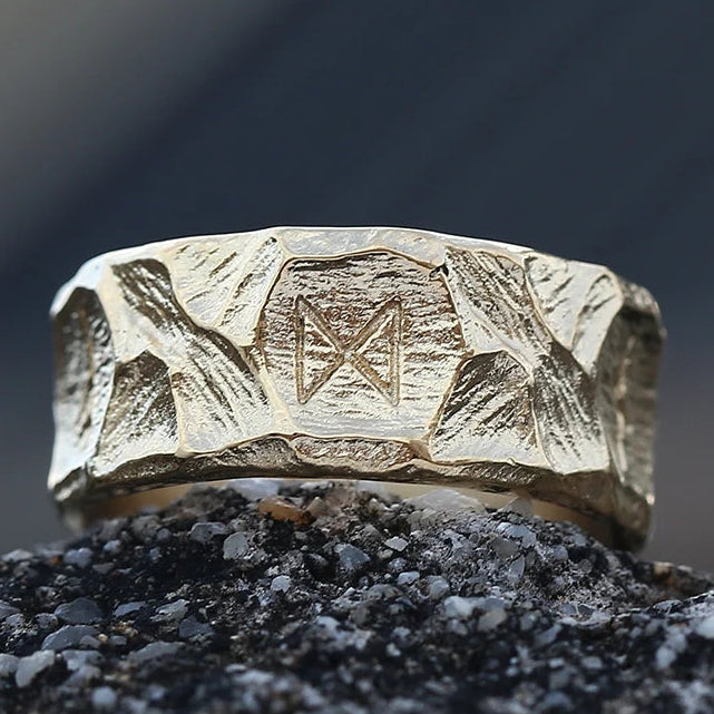 Viking Tarzı Erkek Runes Altın Yüzük
