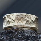 Viking Tarzı Erkek Runes Altın Yüzük