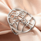 Symbolische Joodse ring met Hebreeuwse gravure <span data-glossary-id="etoile-de-david">Davidster</span> en Haï Chai zilver