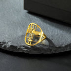 Symbolische Joodse ring met Hebreeuwse gravure <span data-glossary-id="etoile-de-david">Davidster</span> en Haï Chai goud