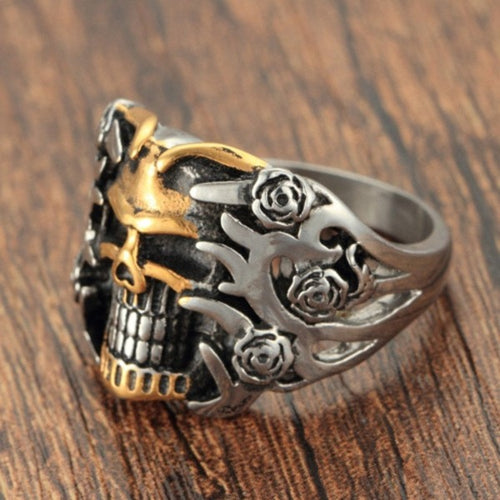 Zilveren & Gouden Doodskop Ring